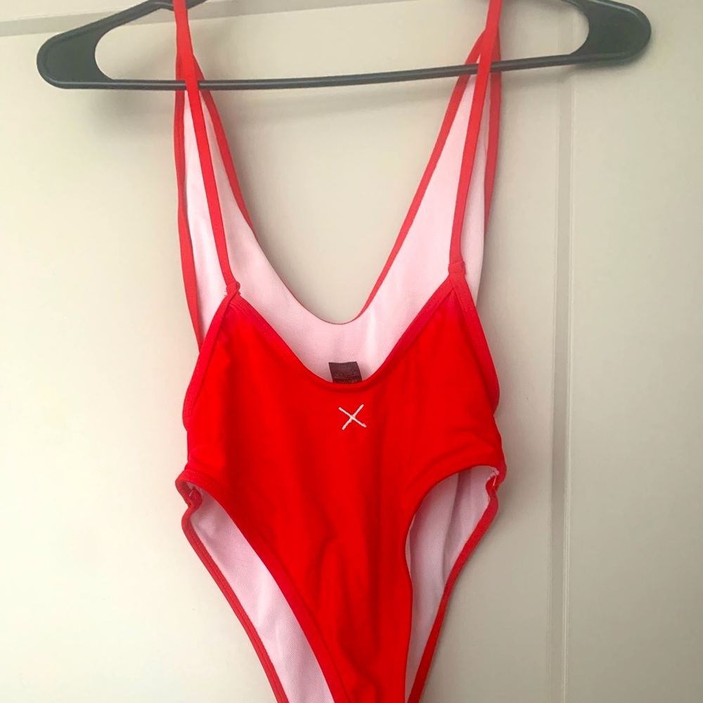 Red one piece swimsuit